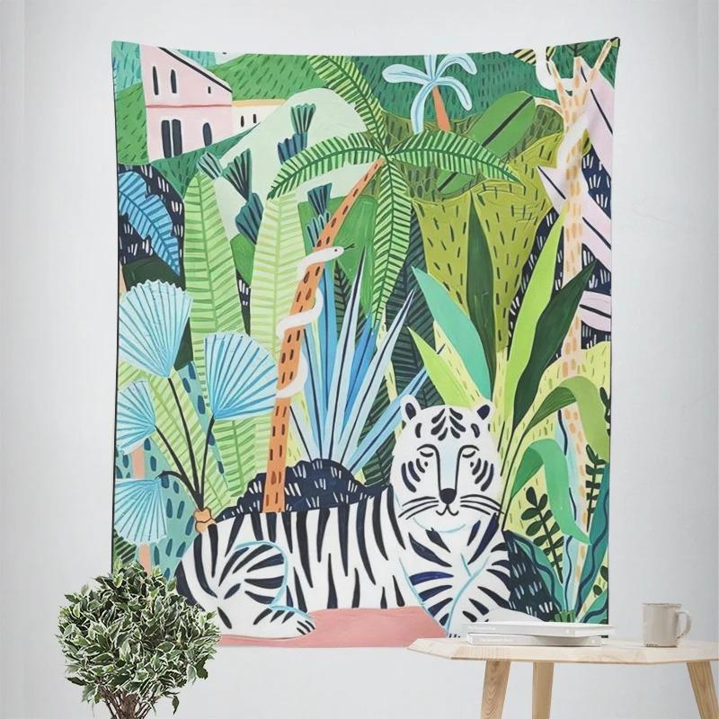 Dekorativer Wandteppich mit tropischem Regenwaldtier Heimwanddeko Büro Wohnzimmer Wandteppich