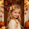 Festival Style Hair Accessories Thanksgiving Turkey Bow Clip for Girls, Decorative Pins, Cute Cartoon Clips Double Layer Glitter Clip, Autumn Holiday