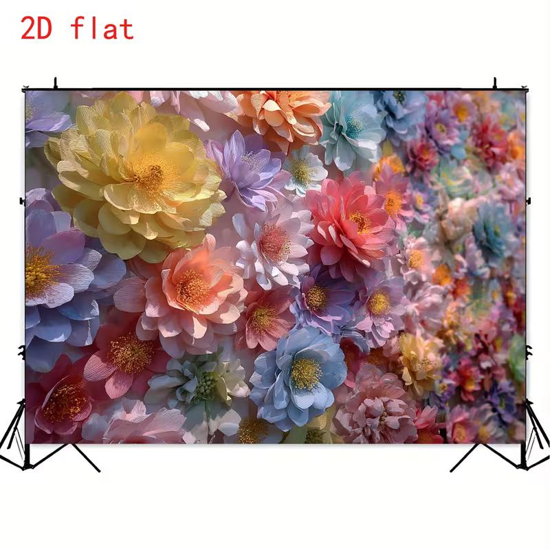 2D Flat Colorful Peony Flower Party Photo Background