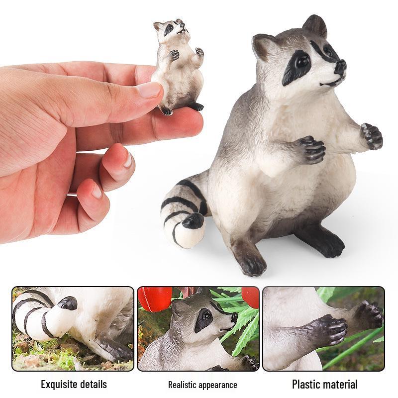 Wild Animal Simulation Model: Raccoon, Angora Goat, Squirrel Ornament Toy Set