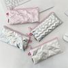 Sweet Quilted Bow Love Flap Pencil Case Organizer Coin Purse  Girly Cosmetic Bag Women Portable Sundries Storage Bag Gift