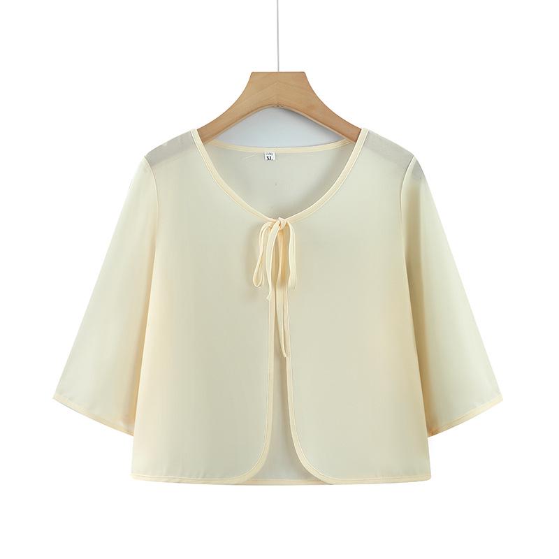 

2026 Summer Women s Short Mid-Sleeve Shawl Cardigan - Stylish, Lightweight, Versatile XL (Recommended 85-105jin) брудно-білий