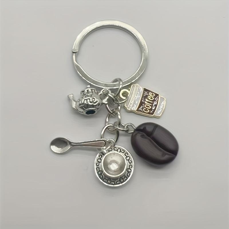 Coffee Lover Keychain: Bean Scoop, Cup, Pot, Machine - Perfect for Leisure