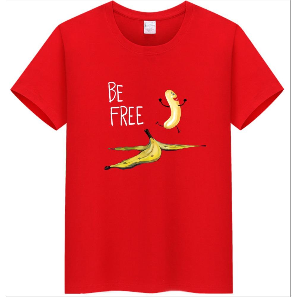COTTON 100% Hot European and American Funny Banana Undress Short-sleeved Women's