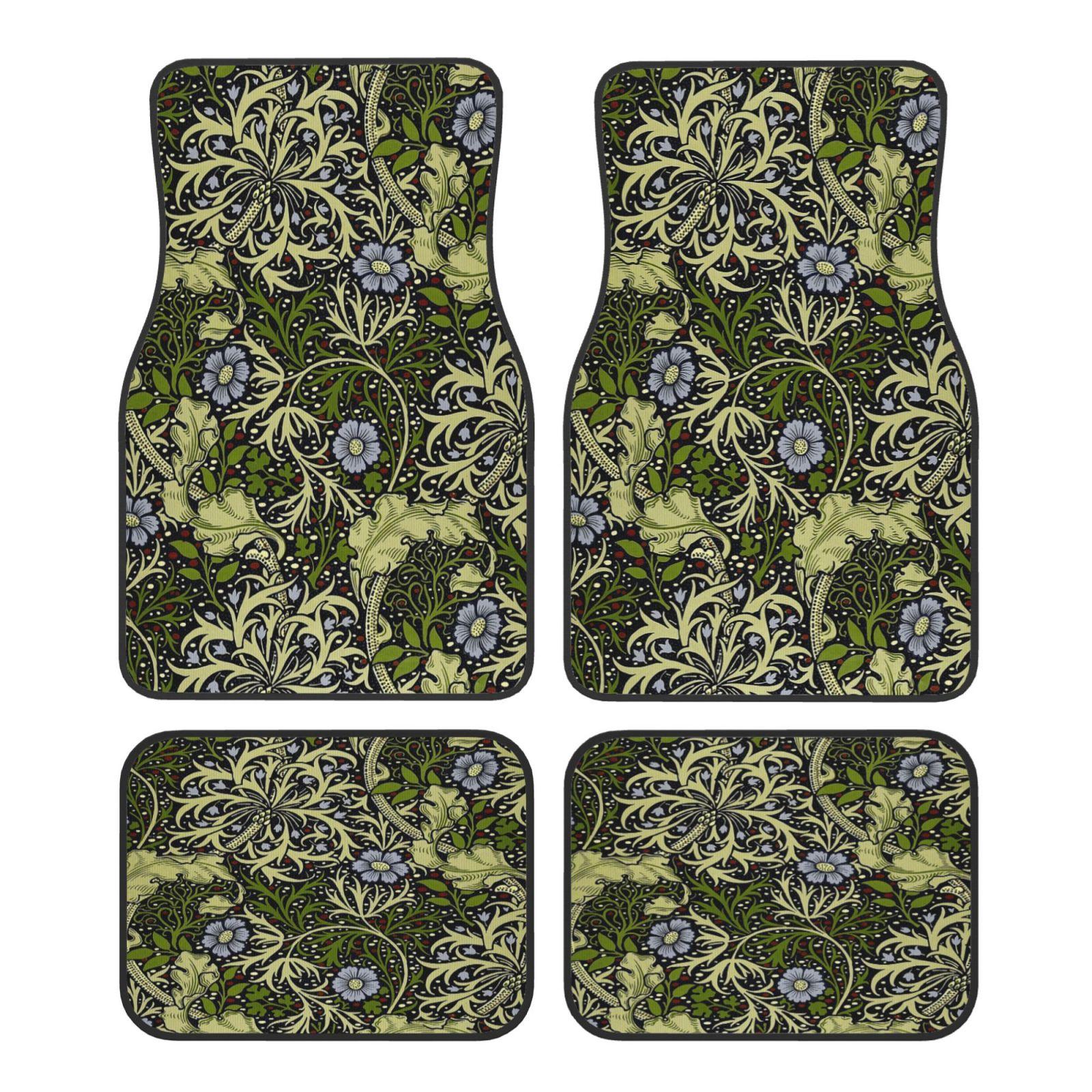 William Morris Flower Leaf Bird Print Car Carpet Four Season Vehicle Carpet Durable Non Slip Full Coverage Mats Easy To Clean чёрный