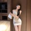 Sexy Spice Girl Wind Slant Shoulder Single Shoulder Suspender Dress Women's Summer Slim Skinny Advanced Hip Wrap Skirt