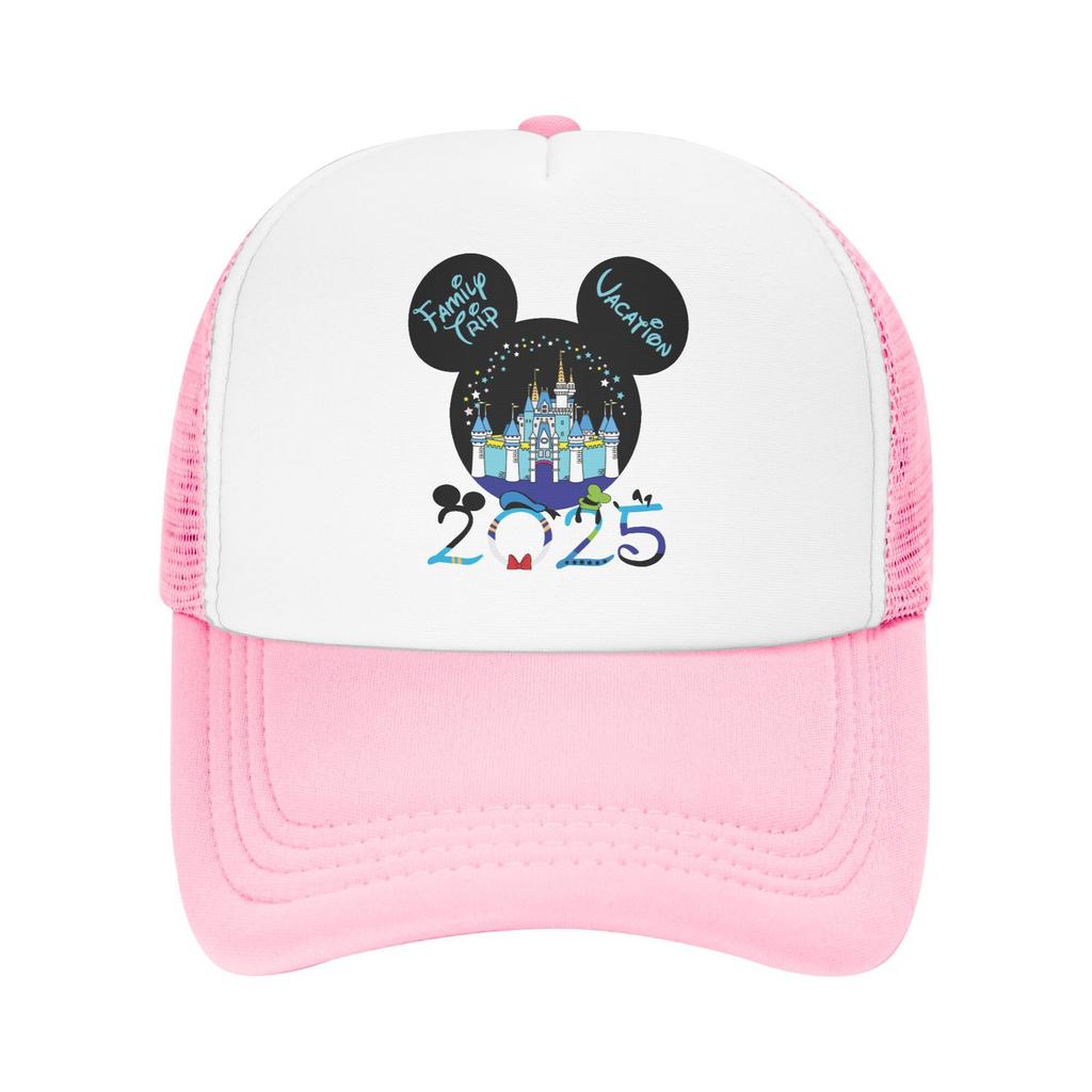 Disney mickey Family Vacation 2025 Disneyworld Trip Foam Mesh Trucker Hat Vintage Summer Mesh-back Baseball Cap Adjustbale