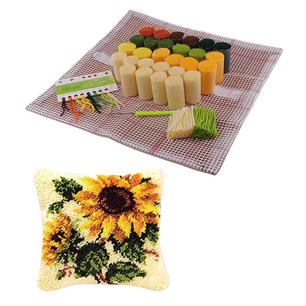 Acrylic Latch Hook Kit Craft Set Pillow Case Embroidered Rug Canvas Tool for Handicraft Beginners