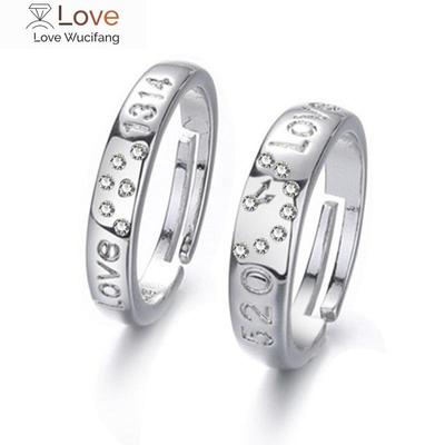 Anello di Coppia Versione Coreana Orologio con Zirconio Anello di Coppia, Design Piccolo Anello Aperto