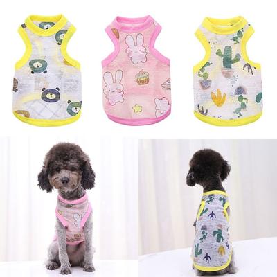 Breathable Cat Shirt Cartoon Rabbit Bear Pattern Dog Clothing Cute Summer Dog Vest  for Pets