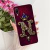 Transparent For Redmi 7 Case Cover Luxury Crown A-Z Letters 2D Flat Pattern Soft Casing M1810F6LG M1810F6LH M1810F6LI