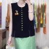 Autumn new high-end temperament black velvet vest women's age-reducing cute versatile top