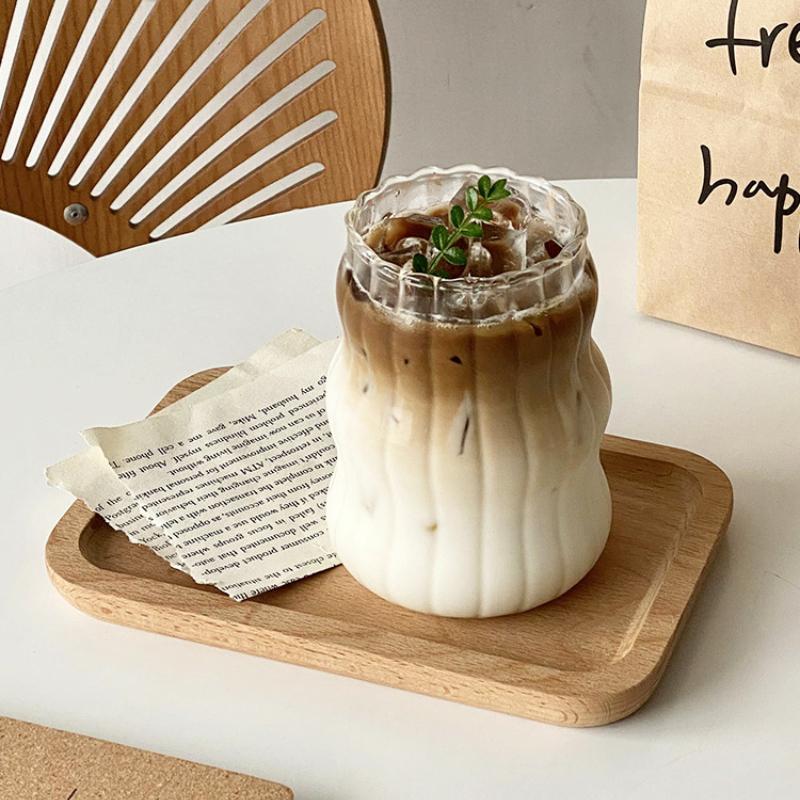 Coffee Mug Transparant Drinking Glass Cup Creative Wave Shape Iced Tumbler Cup Juice Milk Tea Mug Drinkware Water Glasses Ripple