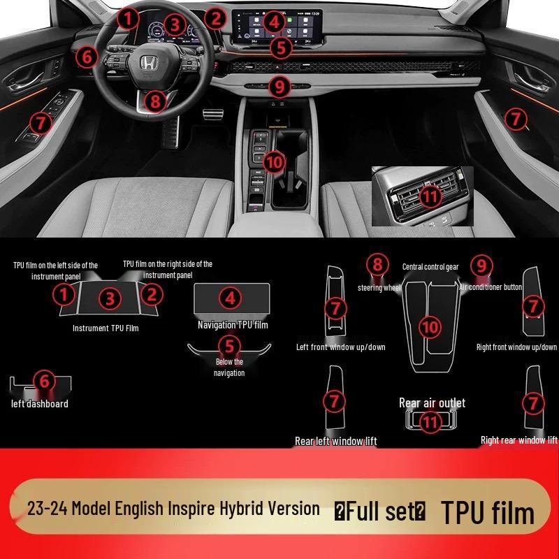 Honda Inspire Interior Protection Film for Center Console & Dashboard Decoration