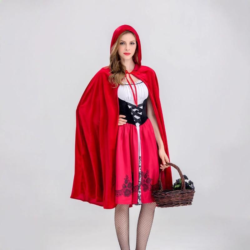 New Little Red Riding Hood Costume, Castle Queen Costume, Halloween, Uniform Adult Cosplay Costume