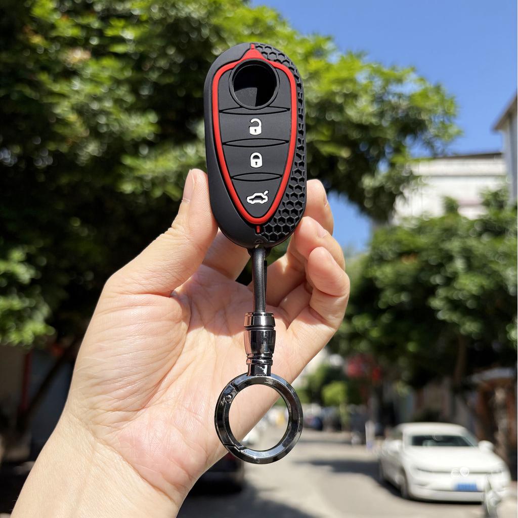 Weiche Silikon-Schlüsselhülle für Alfa Romeo Mito Giulietta 159 GTA 147 156 166 GTO Klappschlüssel Auto Keyless Autozubehör