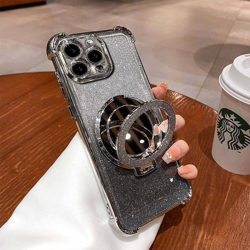 Glitter Magnetic Mirror Holder Case For OPPO A79 A2 5G A78 A38 A18 A17 A16 A15 A15S A3 PRO A76 A96 A57 2022 A54 A58 A53 A33 2020
