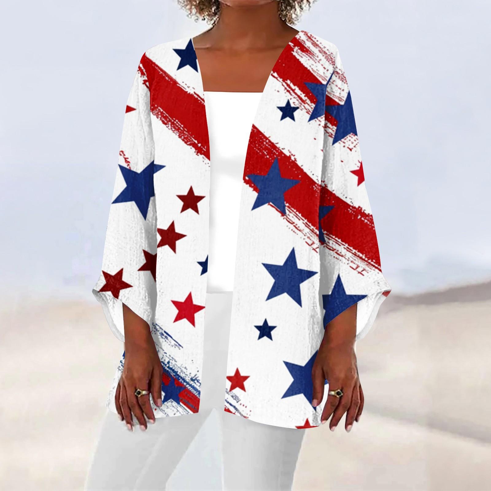 

Женская повседневная модная легкая куртка средней длины с принтом, кардиган M белый