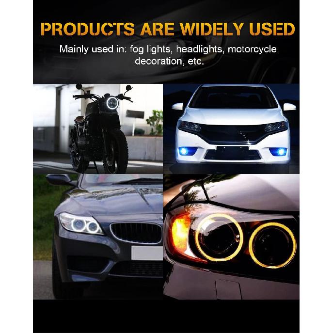 Qasim Angel Eyes Halo Rings Cotton Lights 12V 70MM RGB LED Universal for Car Scooter Motorcycle DRL Fog Light Turn Signal Light APP Bluetooth Control