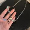 Women's Moonstone Cross Necklace - Light Luxury Niche Design Statement Y2K Collarbone Chain Accessory