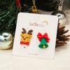 New Fashion Christmas Stud Earring For Women Santa Claus Pearl Zircon Snowflake Elk Sock Hat Asymmetric Earring Festival Jewelry