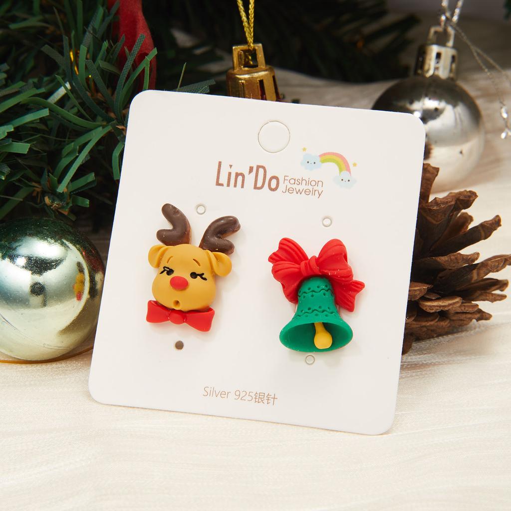 New Fashion Christmas Stud Earring For Women Santa Claus Pearl Zircon Snowflake Elk Sock Hat Asymmetric Earring Festival Jewelry