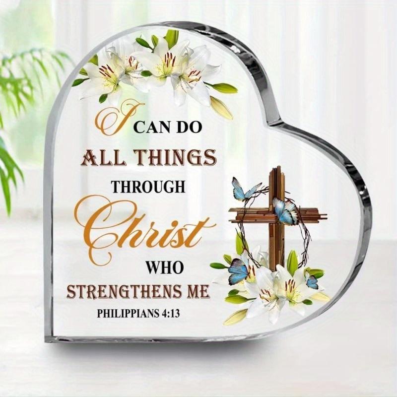 Calla Lily Scripture Plaque - Philippians 4:13 Christian Gift with Cross & Butterfly Design