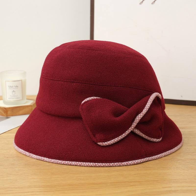 Autumn and Winter Hat Women's Bucket Hat Retro Versatile High Sense Bucket Hat Big Brim Washbasin Hat