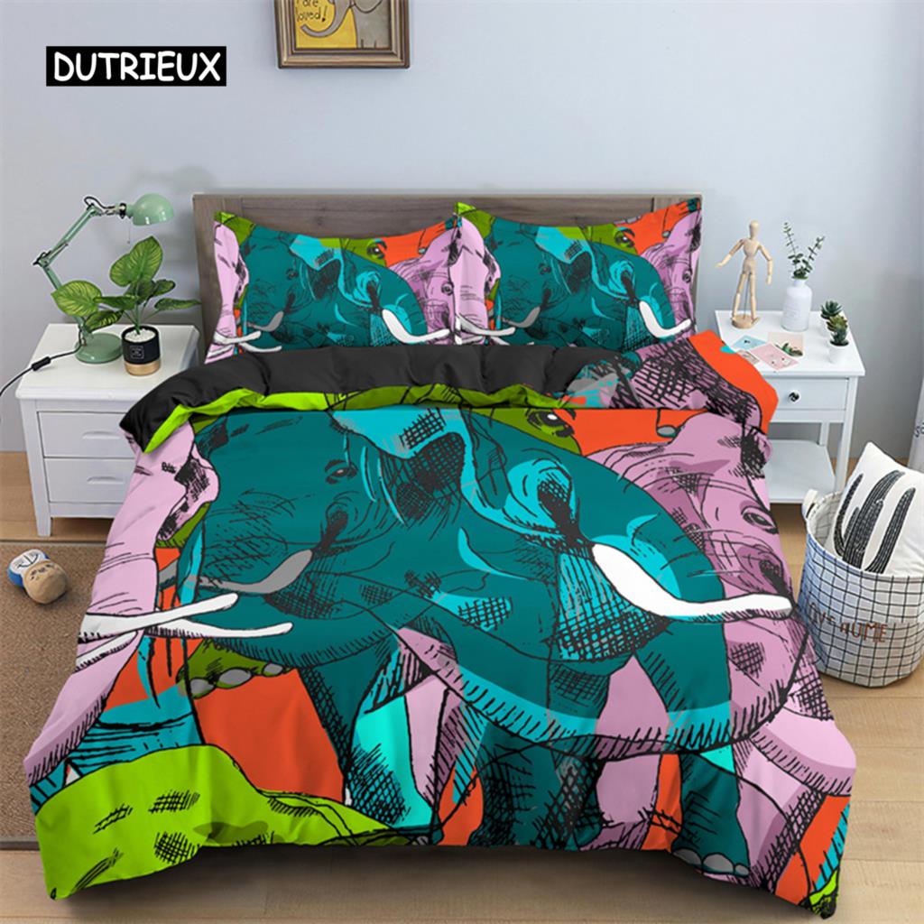 Abstrakte menschliche Gesichter Bettbezug Twin Full King Double Mikrofaser Mystische Kunstwerk Bettbezug Psychedelische Graffiti Bettwäscheset