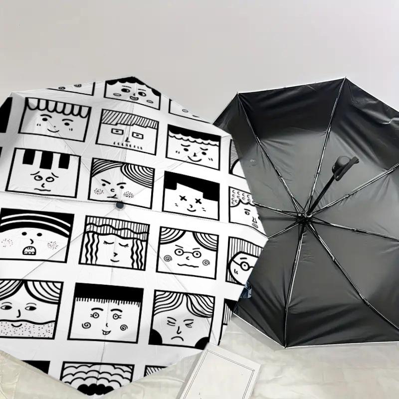 1PC Facial Expressions Faces Umbrella-9-Rib Reinforced, Automatic Open, Lightweight & Durable, Cute Fashion Accessory for Outdoor-P0763