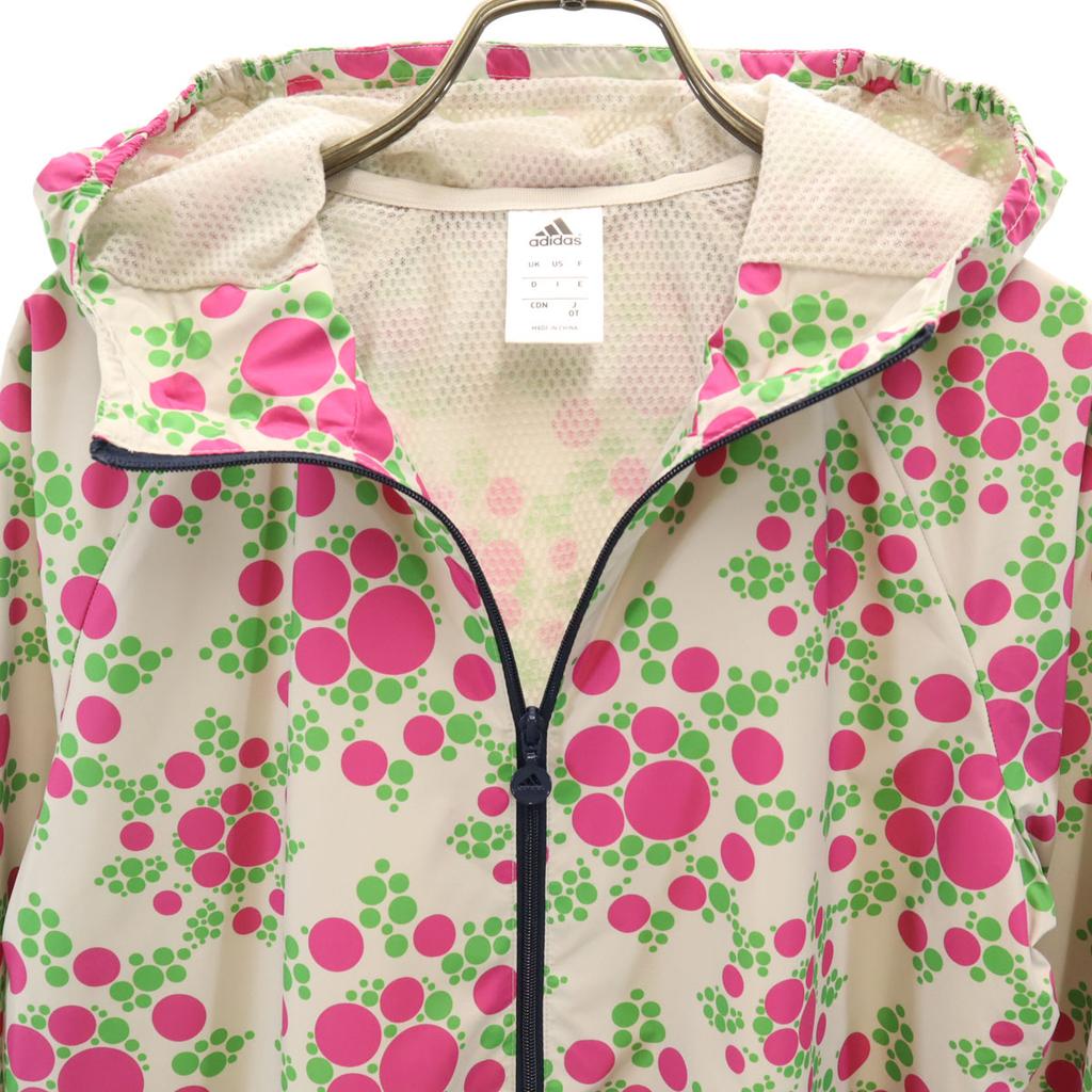 Adidas Random Dot Pattern Windbreaker OT Beige Jacket Mesh Lining Women Used