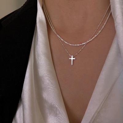 Fashion Multi Layer Cross Shining Clavicle Chain Collar Necklace for Men and Women Daily Dressing Party Birthday Gifts Jewelry