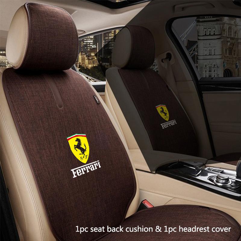Universelle Autositzbezüge Leinen Vorne Hinten Rückenlehne Sitzkissen Matte Schutzmatte für Ferrari SP1 812 F40 SF90 458 488 599 612 F12