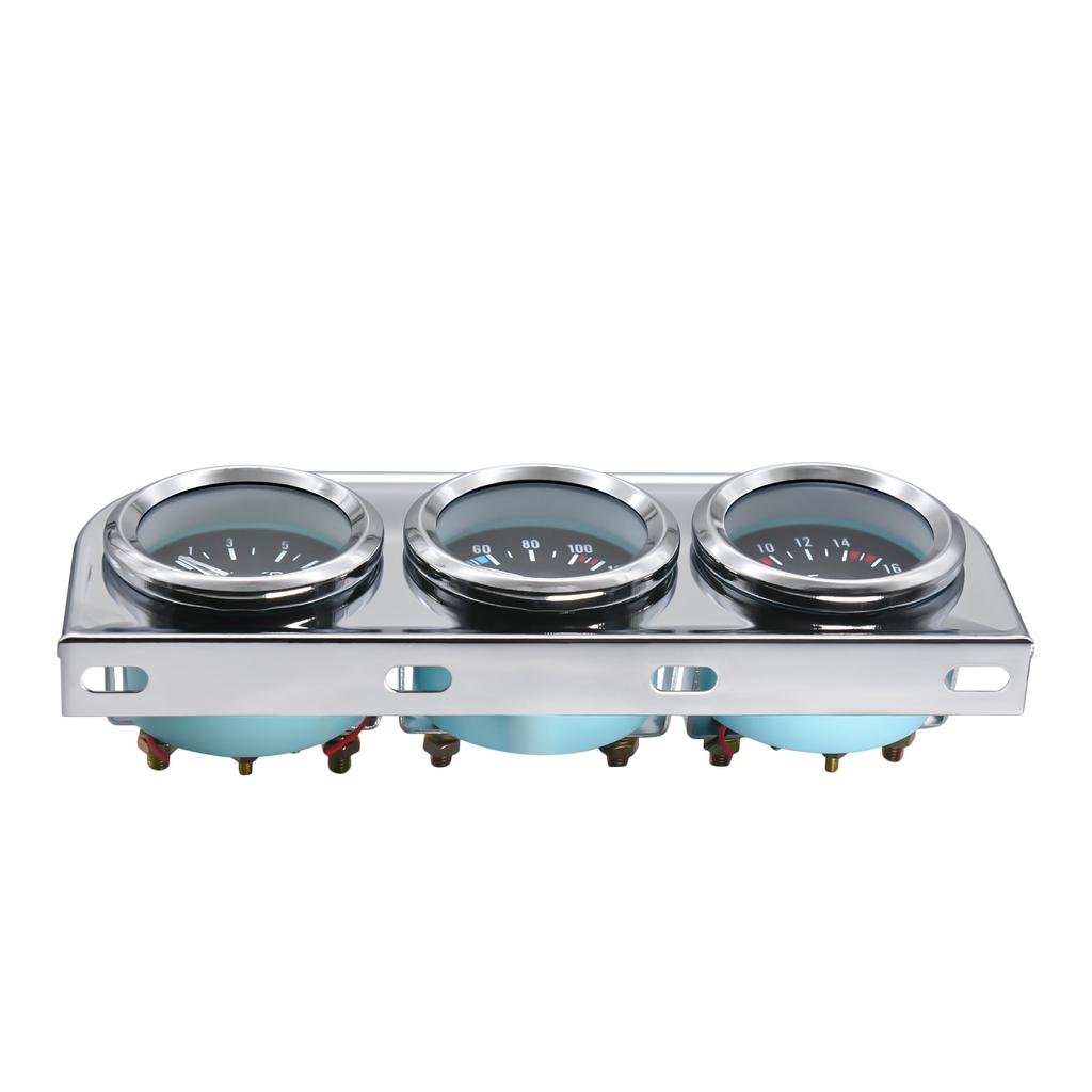 52MM 3 In 1 Oil Pressure Gauge + Volt Meter + Water Temp Gauge Kit Volt Meter with Sensor Oil Temperature Gauge Triple Meter