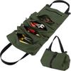 Tool Roll Organizer Bag, Heavy Duty Canvas Tool Storage Pouch With 5 Zipper Pockets For Wrenches, Sockets, Screwdrivers And More (army Green)