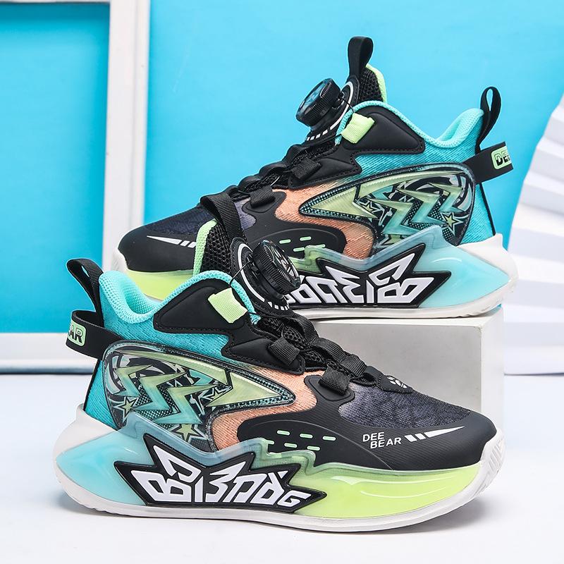 Boys 2025 new spring and autumn breathable mesh children's sports shoes medium and older boys non-slip basketball shoes