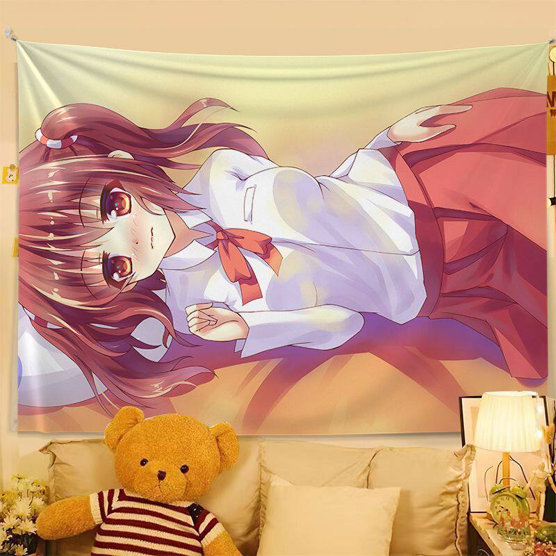 Cute Anime Print Tapestry Wall Hanging Anime Poster Bedroom Backdrop Wall Art Dorm Home Decor