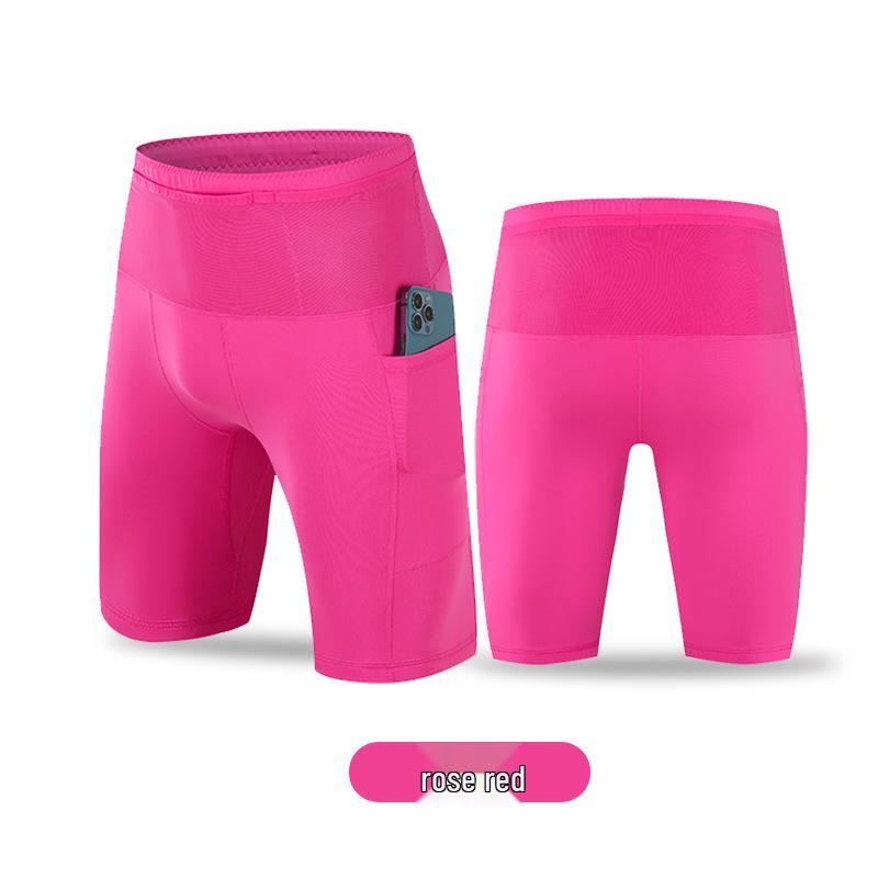 Herren Quick-Dry Elastischer Bund Lauf- und Radshorts M rose rot