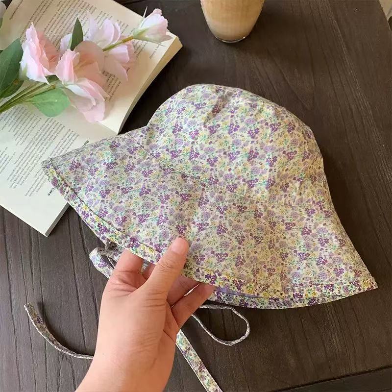 Cute Floral Doublesided Fisherman Cap With Adjustable Fit For Summer Sunshade