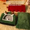 Christmas Cat Nest Dog House Pet Warm Soft Plush Multifunctional Dog Bed Thickened Closed Design Removable Cat House Pet Product