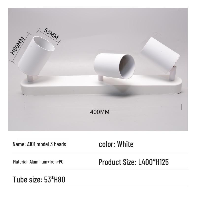 Dual & Triple-Head Ceiling-Mounted LED Track Spotlight with Adjustable Angle & Rotating Function for Cloakroom