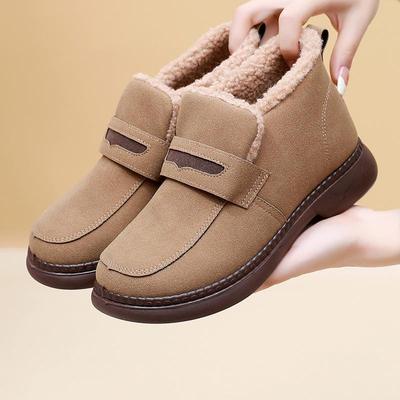 Ciepłe buty z podszewką futrzaną Damskie zimowe polarowe pogrubione ciepłe, miękkie buty bawełniane z miękką podeszwą Wodoodporne wsuwane buty śniegowe Botki ze sztucznej skóry dla kobiet