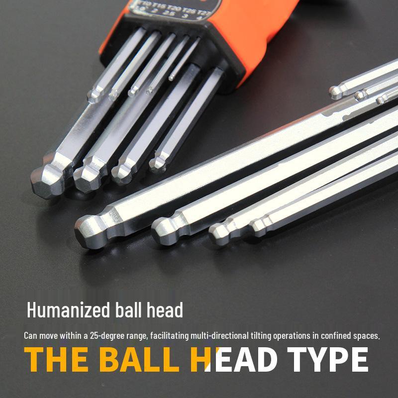 9-Piece Matte Hex Wrench Set with Flat & Ball Heads