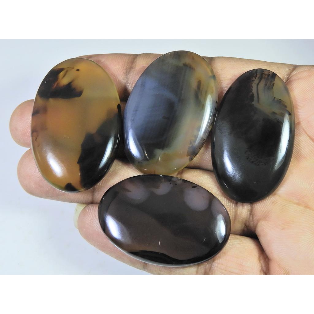 04Pcs Natural Montana Agate Oval Cabochon Loose Gemstone 261Cts. Lot C-492