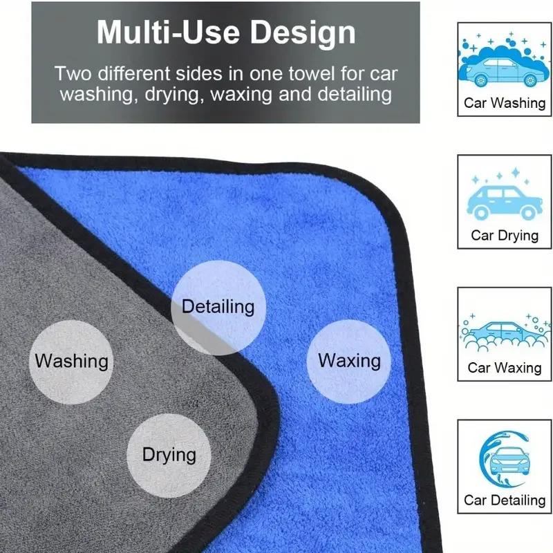 1/5PCS Microfiber Cleaning Towel Thicken Soft Drying Cloth Car Body Washing Towels Double Layer Clean Rags Car Accessories