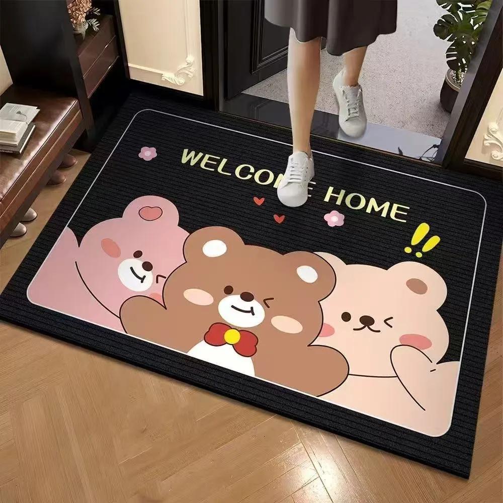 Cartoon-style Entrance Door Mat, Bathroom Entrance Water-absorbing Foot Mat Household Toilet Quick-drying Living Room Carpet