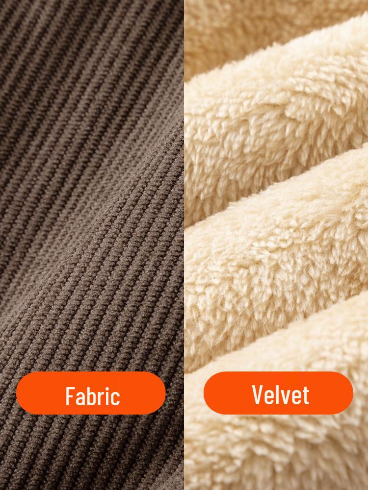 Mom's Plus Size Velvet Corduroy Pants for Middle-Aged Women - Warm, Loose Fit for Autumn/Winter