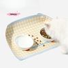 M-PU Leather Pet Anti Spill Placemat Waterproof Oil Resistant Cat Bowl Mat INS Pet Feeding Mat Pet Food Feeding Pad