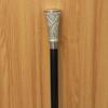 93.98 Cm Elegant Silver Handle Walking Stick Black Wooden Cane with Floral Embossed Grip Gentleman’s Gift for Him, Her Collectors