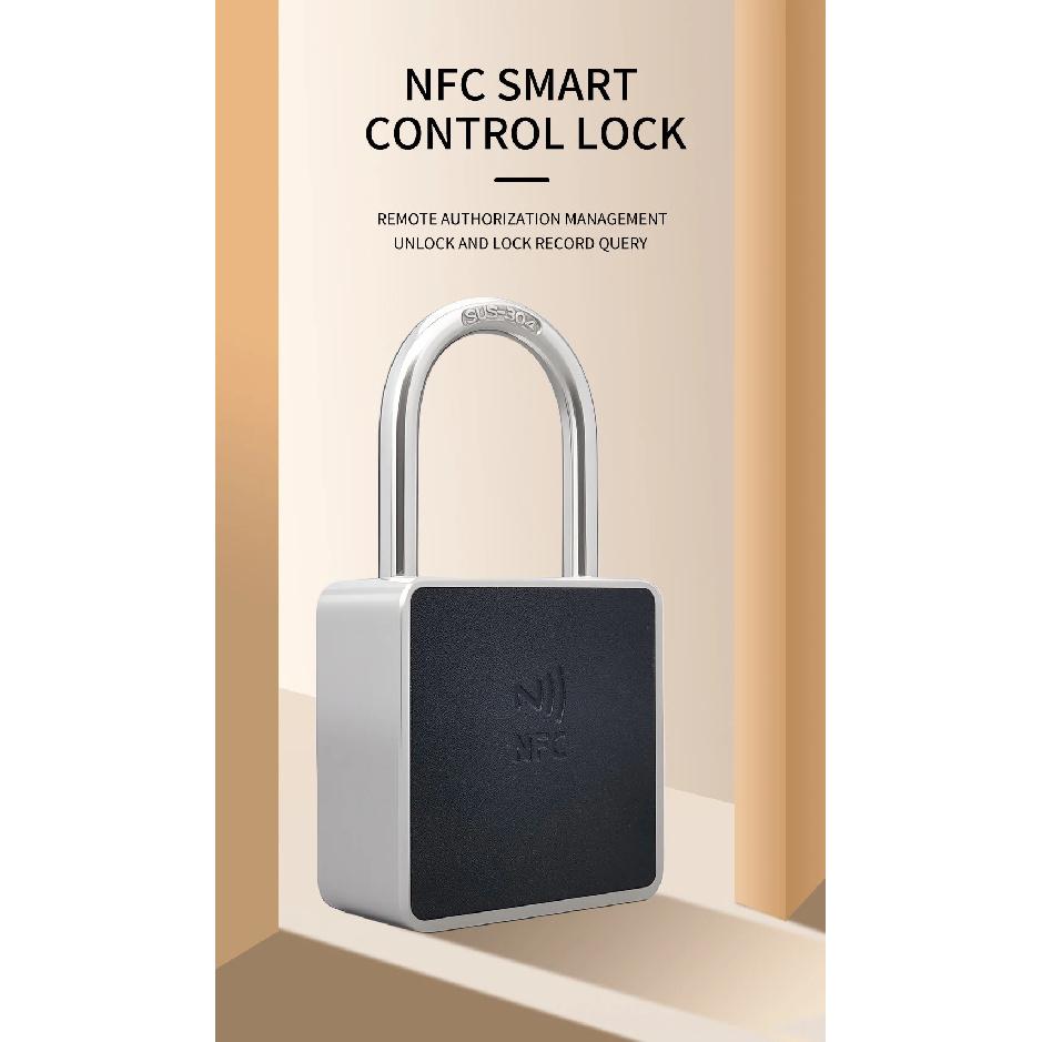 TOMZN NFC Passive Intelligent Padlock Keyless No Keyway Waterproof Theft-proof Thickened Body Lock/Unlock Record Nfc Lock APP